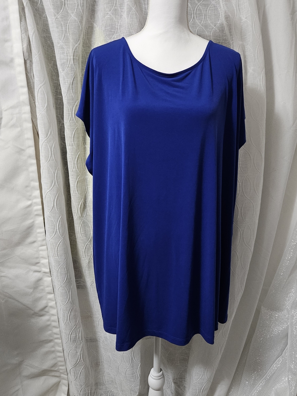 Susan Graver Liquid Knit Women's Royal Blue Relaxed Scoop Neck Top 3x